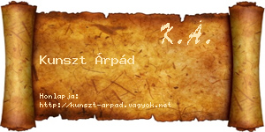 Kunszt Árpád névjegykártya